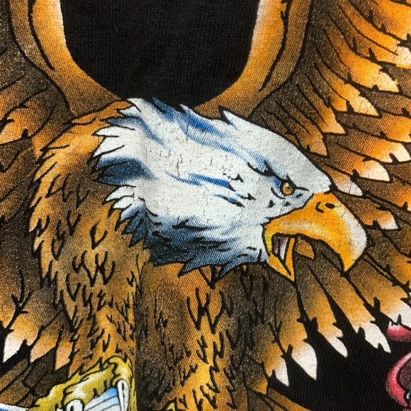 Y2K POW MIA Never Forget Biker Shirt Eagle & Flames Graphic Long Sleeve Medium - Picture 9 of 17